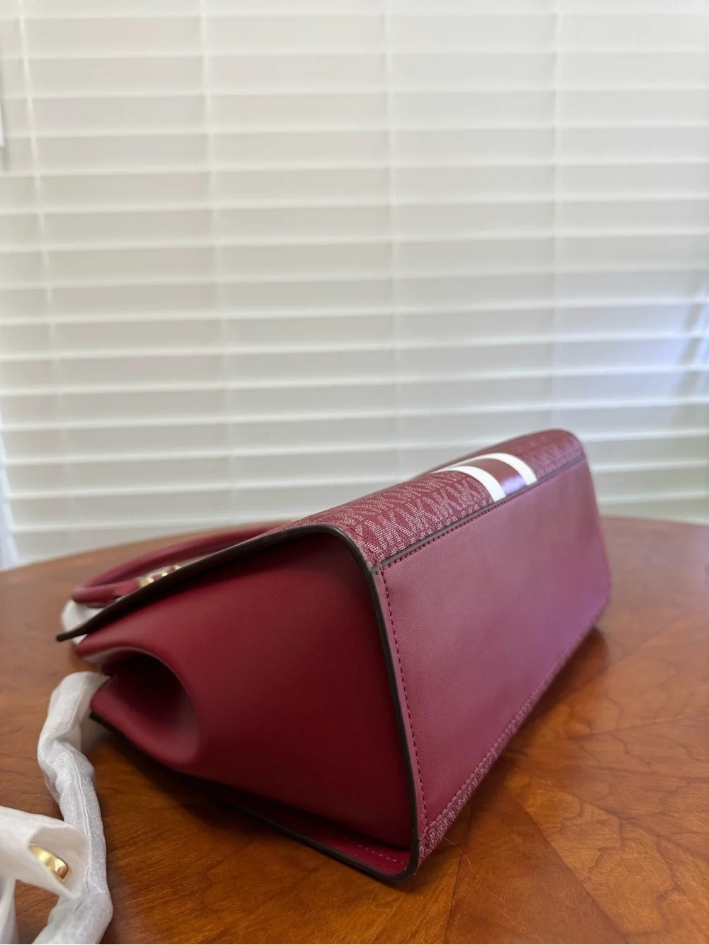 Michael Kors Red Burgundy Signature Satchel with Matching Wristlet